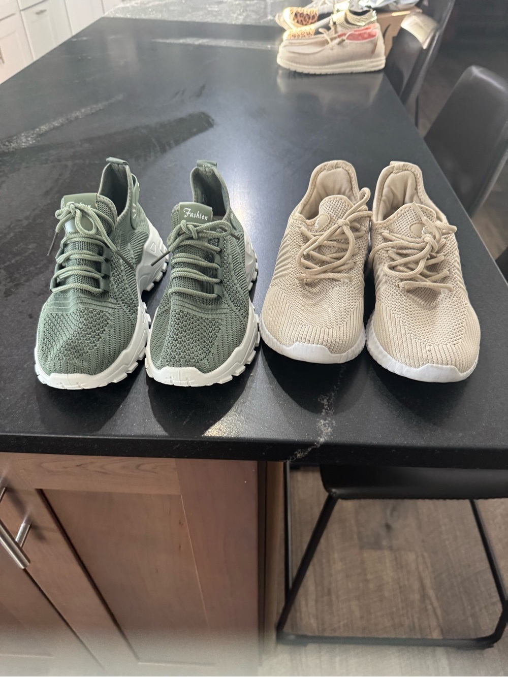 Amazon Women's Knit Athletic Sneakers - Olive Green & Beige